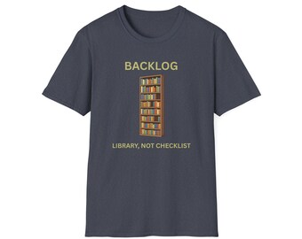 BACKLOG Illustrated Bookshelf T-Shirt | Booklover Reading Tee