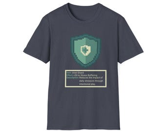 Pixel Shield Badge T-Shirt | Retro Gaming Armor Icon