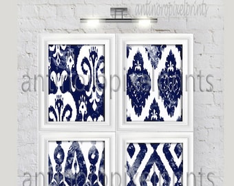 Watercolor Navy White Posters