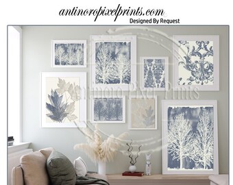 Collage Home Watercolor Decor Poster Gray Creme Tree Wall Art Print - Set Includes (8) Art Prints (Unframed) #1589407879