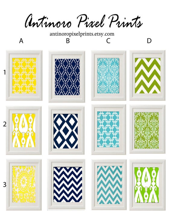 Vintage / Modern inspired Art Prints Collection Set of 3 Etsy