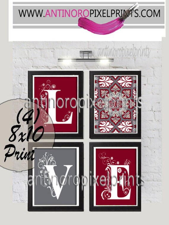 grau und bordeaux wand, digitale liebe bordeaux grau wand dekor zu hause vintage / | etsy, Design ideen