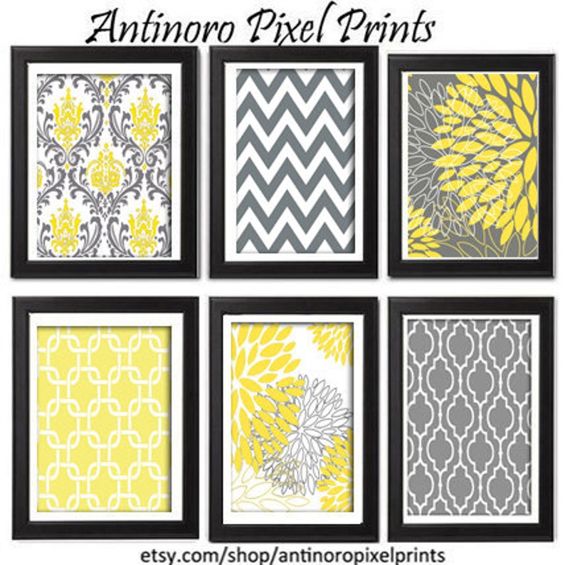 Floral Digital Print Wall Art Yellow