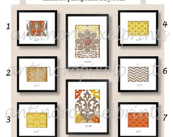 Browns Tans Orange Collage Wall Art Gallery Digital Prints -Set of (6) 5x7 (2) 8x10-  Prints -   (UNFRAMED)