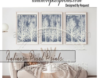 Home Watercolor Decor Poster Gray Creme Tree Wall Art Print - Set Includes (3) Art Prints (Unframed) #1589404361