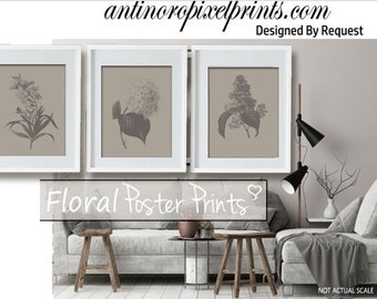 Flower Wall Art Prints Set of 3 Unframed