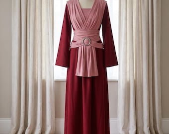 Anime Kimono Wrap Dress, Pink Sash Fantasy Gown, Handmade Cosplay, Halloween Costume
