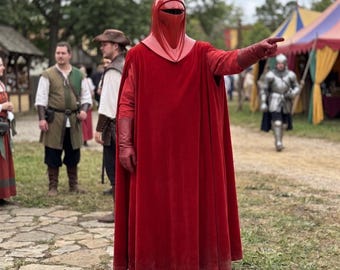 Imperial Royal Guard Costume, Star Wars Emperor Cosplay Robe, Red Velvet Cloak Adult