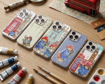 Paddington Bear Phone Case London Adventure Watercolor Art Phone Cover for iPhone 17, 16 Samsung Galaxy S25, S24 Google Pixel 10, 9
