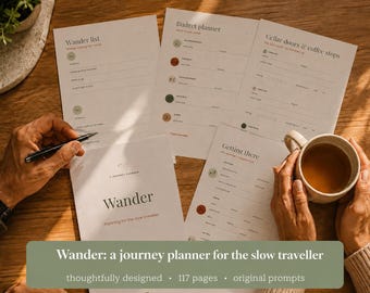 Wander Travel Journal Planner, Slow Road Trip Itinerary (Digital Download)