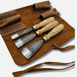 Hand Forged Wood Carving Gouge Set: 52100 Carbon Steel, Ash Handles
