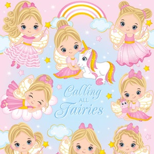 Little Fairy Clipart - Vector Fairy Clipart, Princess Clipart, Fairy Girls Clipart, Sticker Clipart, Cute Fairy Clipart, Fairy Clip Art