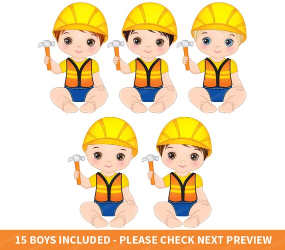 Construction Baby Clipart Vector Construction Clipart Baby Etsy