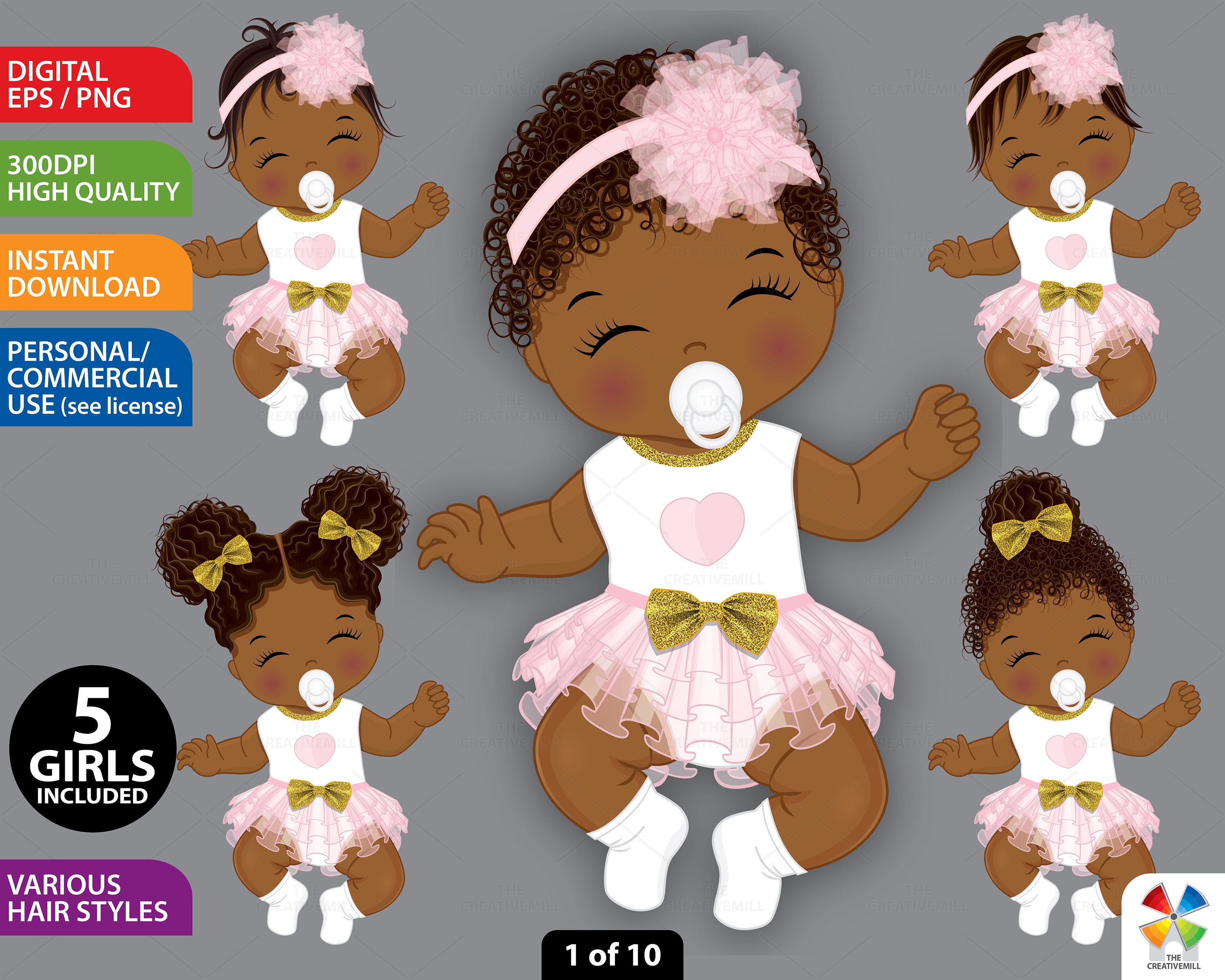 Sleeping Black Baby Clipart Vector Newborn Ruffled Diaper - Etsy