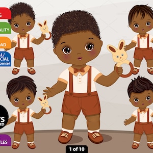 Baby Boho Clipart, Vektor Boho Clipart, Schwarz Baby Junge Clipart, Afro Newborn, Baby 1 Jahr alt, Kleinkind PNG, Regenbogen, Afro Baby ClipArt