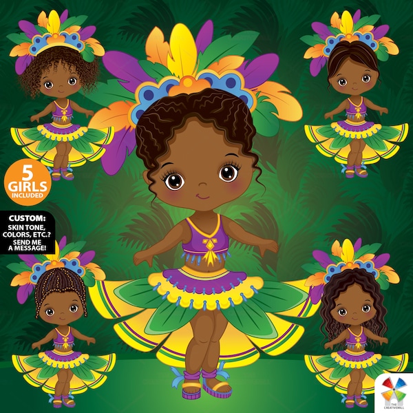 Carnaval fille Clipart, Vector Rio Black Girl, Brésil, Fiesta PNG, Rio De Janeiro, Tropical, Festive, Afro Girl, Samba Dance, Party Clip Art