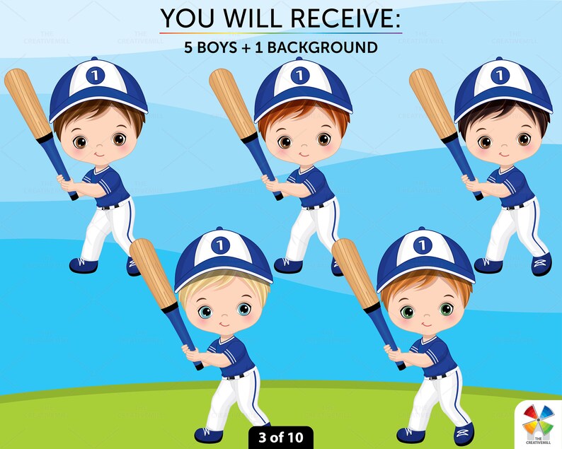 Béisbol Clipart Vector Baseball Boy Clipart Royal Blue Etsy España