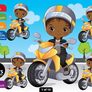 Motorbike Boy Clipart, Vector Motorcycle, Sport, Character, African American, Black Boy PNG, Afro Boy Biker, Riding Bike, Outdoors Clip Art