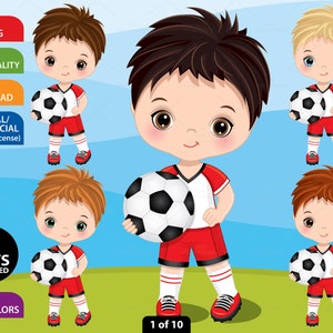 Clipart del ragazzo di calcio, giocatore di calcio vettoriale, ragazzino carino, sport, personaggio, bambino PNG, uniforme rossa, neonato, sublimazione, clip art bambino