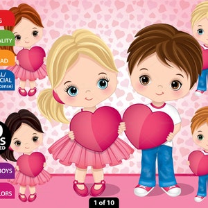 Valentines Day Clipart, Vector Valentine Day, Boy and Girl, Love, Heart, Toddler, Couple, Dating, Mothers Day, Fathers Day, Kids Clip Art