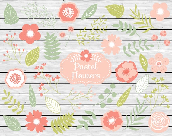 Flowers Clipart Vector Flowers Clipart Rustic Clipart Etsy
