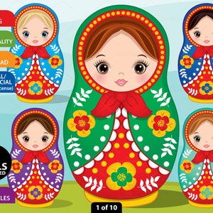 Matryoshka Clipart - Digital Vector Matryoshka, Doll, Russian Doll ...