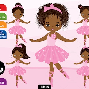 African American Ballerina Clipart - Vector Ballerina Clipart, Ballet Clipart, Ballerina Clipart, Tutu Ballerina Clipart, Ballerina Clip Art