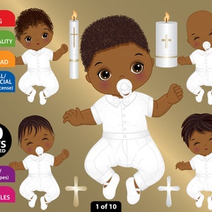Baptême bébé clipart, Vector Nouveau-né, Baptême, Afro-américain, Toddler PNG, White Suit Baby, Dentelle, Afro Baby Boy, Clipart religieux
