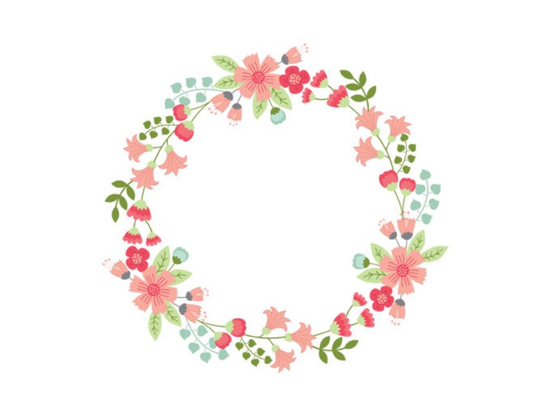 Floral Wreath Clipart Digital Vector Flowers Wedding | Etsy