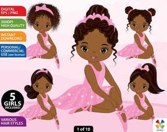 African American Ballerina Clipart - Vector Ballerina Clipart, Ballet Clipart, Ballerina Clipart, Tutu Ballerina Clipart, Ballerina Clip Art