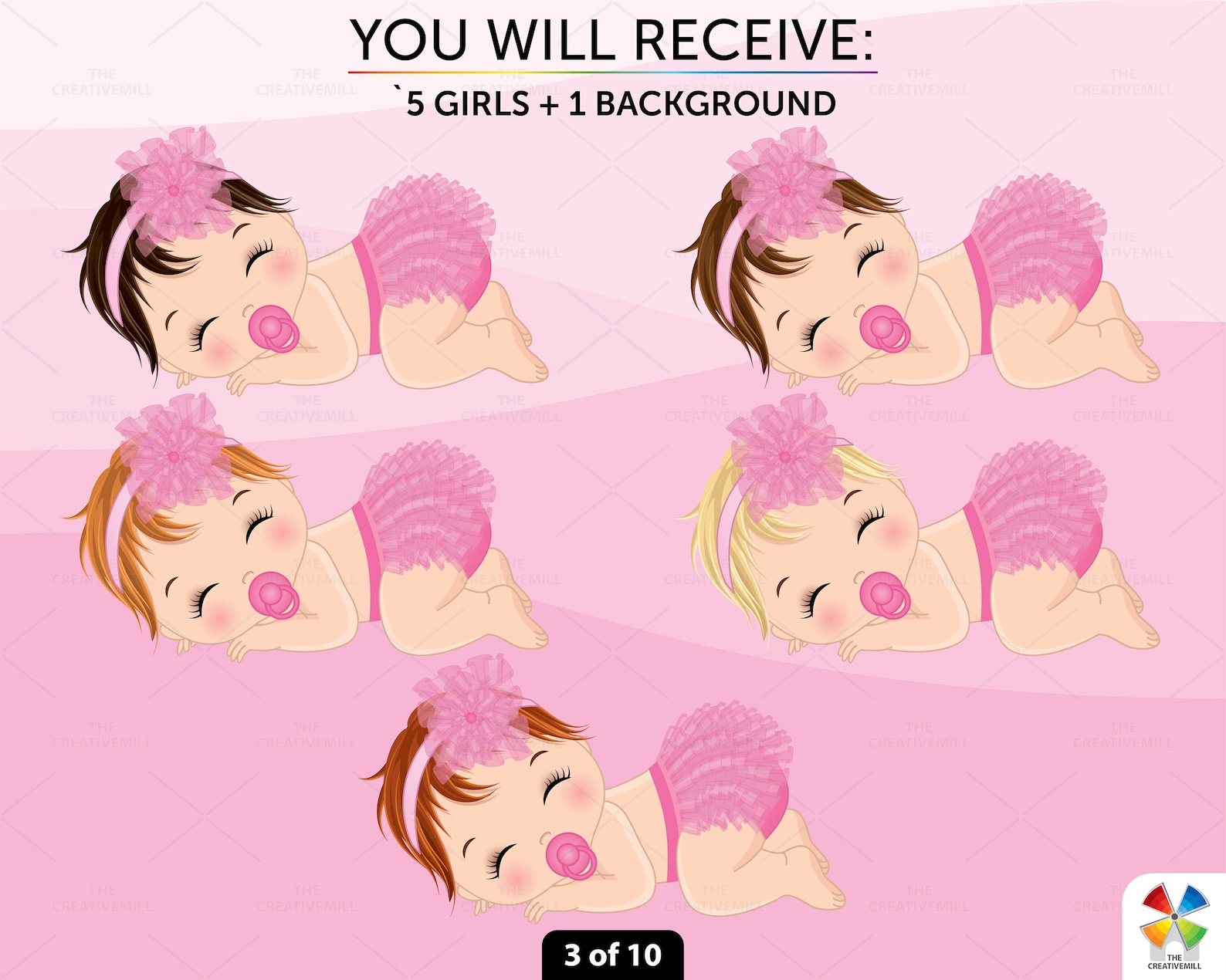 Pink Baby Girl Clipart Vector Newborn Clipart Ruffled Etsy