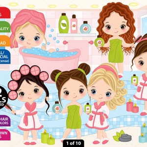 72 Little Spa Girls Clipart - Vector Spa Girl, Spa Party Clipart, Spa Clipart, Clipart, Pamper Clipart, Sticker Clipart, Spa Girl Clip Art