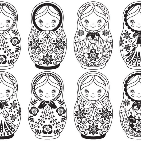 Matryoshka Clipart - digitale Vektor Matroschka, Puppe, Russisch, Verschachtelung, Matrioshka ClipArt für den persönlichen und kommerziellen