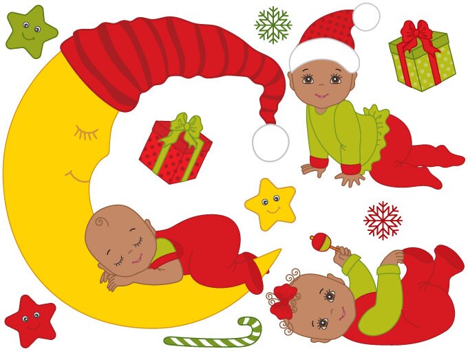 Download African American Christmas Baby Clipart Digital Vector ...