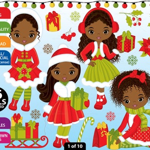 Weihnachten Mädchen Clipart - Vektor Weihnachten Mädchen Clipart, African American Clipart, Weihnachten Mädchen Clipart, Weihnachten Mädchen Clipart