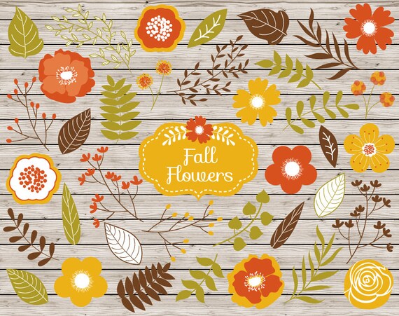 Flowers Clipart Vector Flowers Clipart Rustic Clipart Etsy