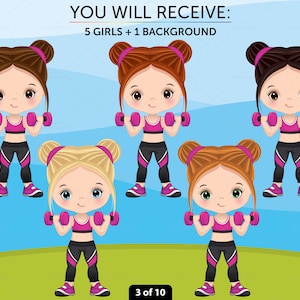 Fitness Girl Clipart, Vector Sport Girl, Little Girl PNG, Sublimation ...