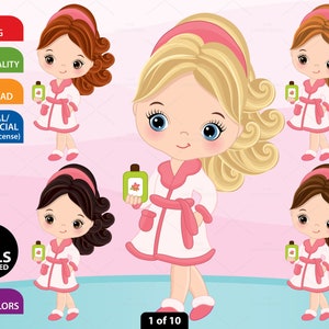 Little Spa Girls Clipart - Vector Spa Girl, Spa Party Clipart, Spa Clipart, Clipart, Pamper Clipart, Sticker Clipart, Spa Girl Clip Art