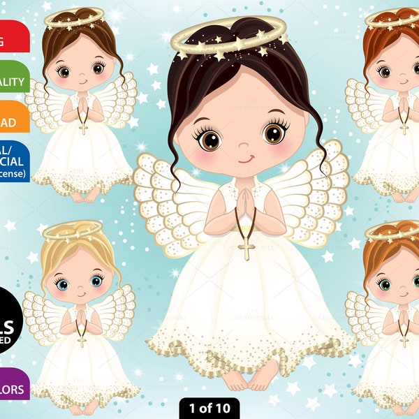 Angel Clipart, Vector Nativity Angel Ring, Cute Girl, Wing Girl PNG, Religious, Baptism, Christian, Character, Holy, Christmas Baby Clip Art