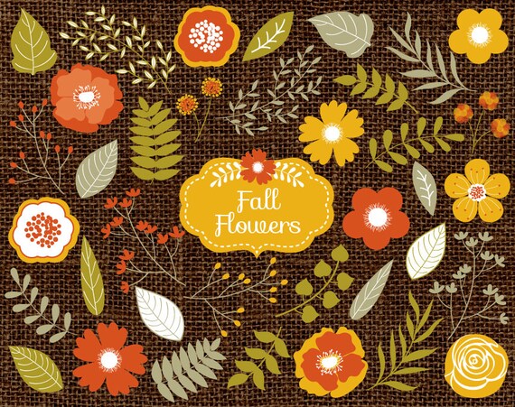 Flowers Clipart Vector Flowers Clipart Rustic Clipart Etsy