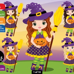 Heks Clipart, Vector Halloween, Cute Girl, Heks Kostuum Kid, Karakter, Heks PNG, Pompoen, Bezemsteel, Sublimatie, Kind Clip Art