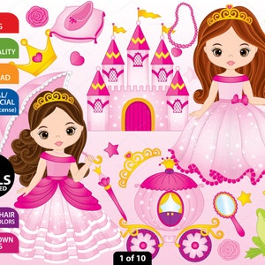 Princess Clipart - Vector Princess Clipart, Fairy Tale Clipart, Castle Clipart, Carriage Clipart, Little Princess Clipart, Princess Clip Art