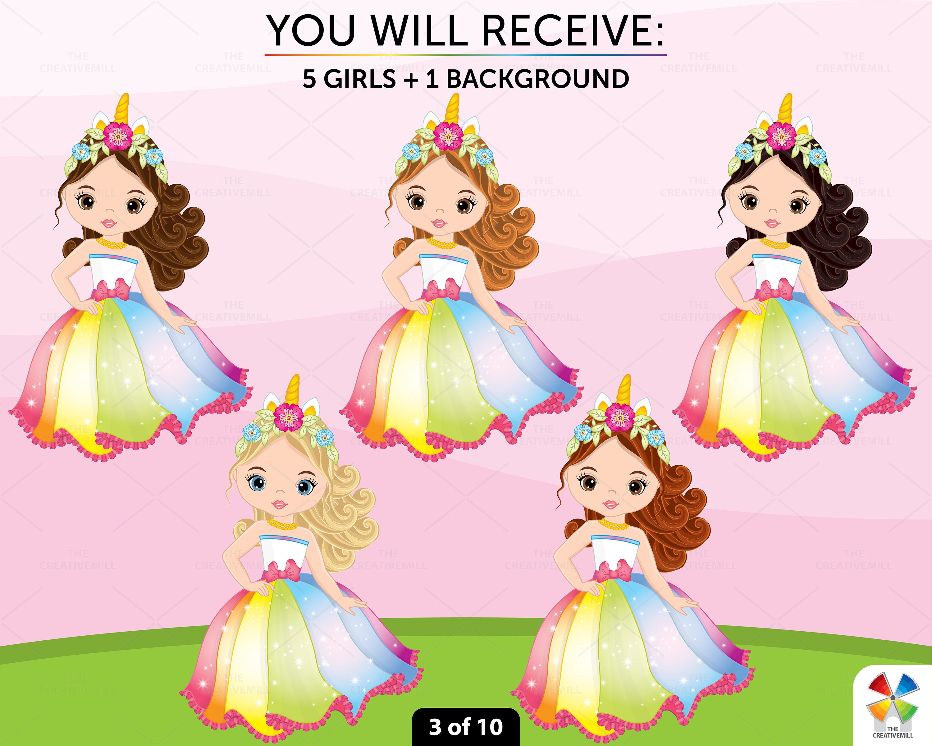 Unicorn Girl Clipart Vector Unicorn Girl Clipart Princess Etsy UK