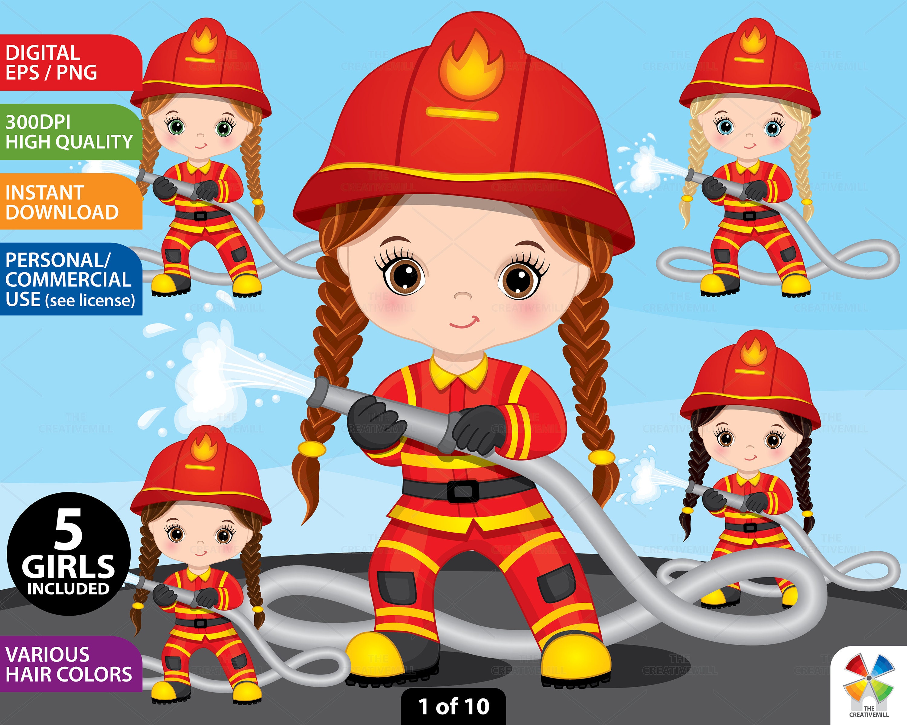 Firefighter Cartoon - Etsy Firefighter Cartoon - Etsy