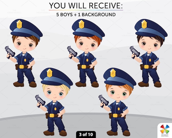 Polizei Aufkleber Polizist Vektor, Digitaler Comic