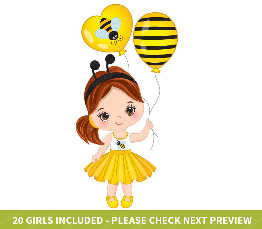 Bee Clipart Vector Bee Clipart Girl Clipart Bee Girls | Etsy