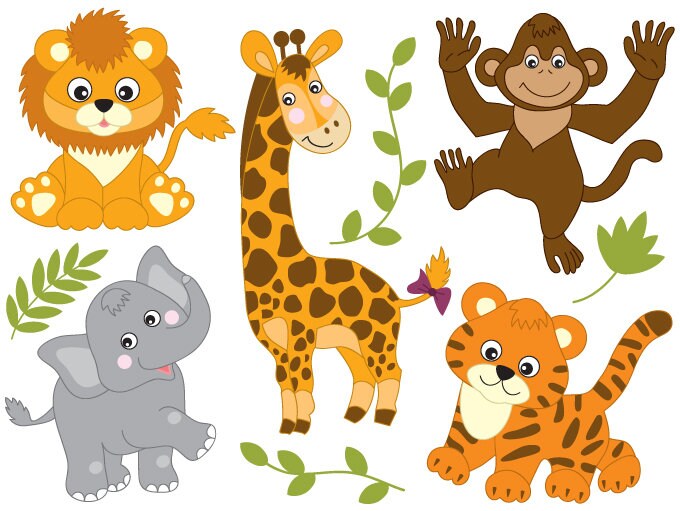 Safari Tiere Clipart Digitale Vektor Safari Tiere Lowe Etsy