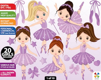 Ballerina Clipart - Vector Ballerina Clipart, Ballet Clipart, Purple Ballerina Clipart, Tutu Ballerina Clipart, Lavender Ballerina Clip Art