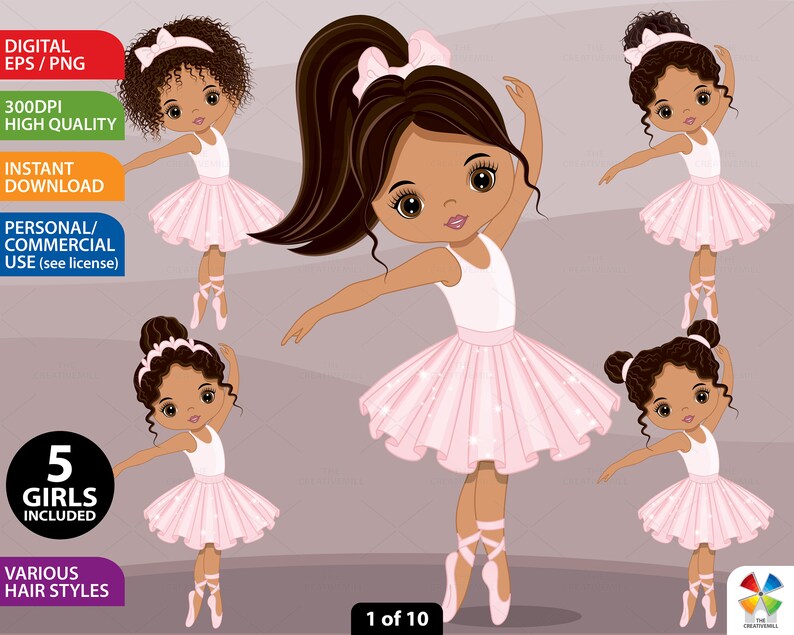 Pink Pastel Ballerina Clipart Vector Ballet Puffs Pink - Etsy