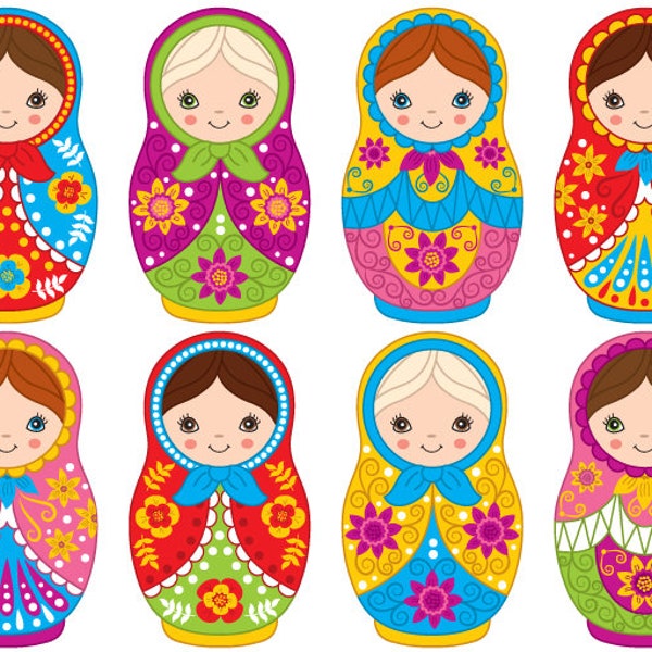 Matryoshka Clipart - vecteur numérique matriochka, poupée, russe, russe, Matrioshka Clip Art pour usage personnel et Commercial